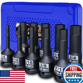 B0B8Z59VJ6 AIOURX Impact Hex Bit Socket Set Steel