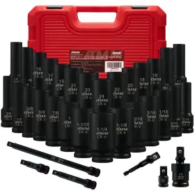 Amm B0bj6z3pt9 1/2 Drive Deep Impact Socket Set 35-piece Sae 3/8 To 1-1/4 Inch