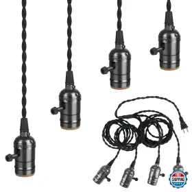 B07XJN9KVR AOKPSRT Plug Pendant Light Sockets Industria Kit