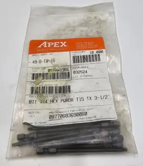 49-B-TX-15 APEX Oal Torx Power Drive Bit Hex