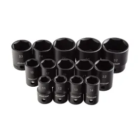 Arcan B0852866rv Tools 1/2 Drive Shallow Impact Socket Set Metric 11mm - 32mm 14 Pieces