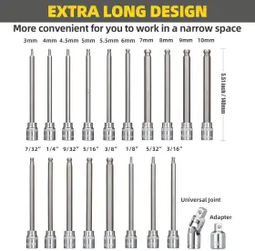 BE02-01 ARUCMIN Drive Hex Bit Socket Set Ball End #2