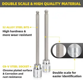 BE02-01 ARUCMIN Drive Hex Bit Socket Set Ball End #3