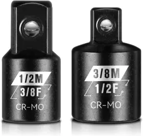 Blackrobot 445042897837 2pcs Impact Socket Adapter And Reducer Set 3/8 Inch To 1/2 3/