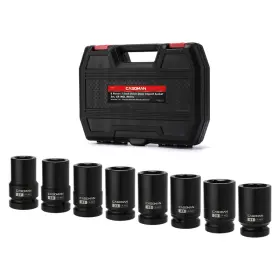 Casoman B08z38cvbs 8 Pieces 1-inch Drive Deep Impact Socket Set Cr-mo Metric 6-point Heavy