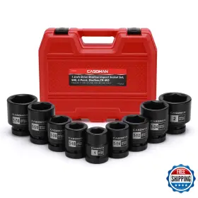 Casoman B0bwn4rtzf 1-inch Drive Spindle Axle Nut Impact Socket Set Shallow 1 To 2 9pcs