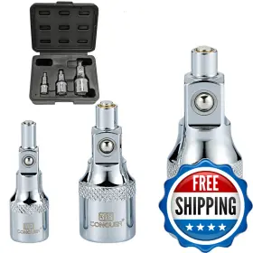 Conquer B0c2ywfj1x No-drop Magnetic Socket Extension Bars Cr-v Steel 1/4 3/8 1/2 Drive Set