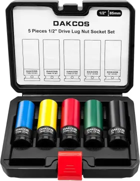 KSS-5-PC-A-US DAKCOS Drive Impact Lug Nut Socket Set