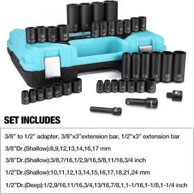DTIMSS038 DURATECH Drive Impact Socket Set #2