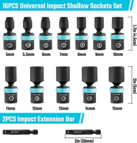 DTISSS014 DURATECH Drive Impact Joint Socket Set Swivel #2