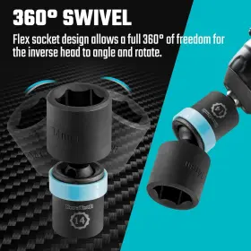 DTISSS014 DURATECH Drive Impact Joint Socket Set Swivel #3