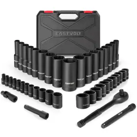 Eastvolt Ask06 46 Pieces Drive Socket Ratchet Wrench Set Mechanic Tool Kits 72 Teeth
