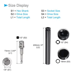 634149685172 FIPUX Impact Socket Set Drive Point Hex Shaft #2