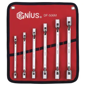 Genius Tools Df-506m 6pc Metric Double Flexible Socket Wrench Set Mirror Finish