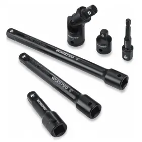 Hang Zhou Great Star Industrial Co Ltd 077306 6-piece 1/2 Inch Drive Impact Socket Extension Set Full Size Black
