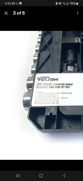 5823 HYPER TOUGH Drive Ratchet Socket Set #3