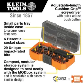 33805 KLEIN TOOLS Proflex Impact Screwdriver Bit Socket Set #2