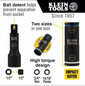 66080 KLEIN TOOLS Penta Hex Socket Adapter Steel