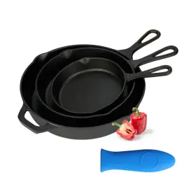 909070396176 KOOKANTAGE Cast Iron Skillet Seasoned Pans Se
