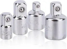 Lasuroa 1079440 4pcs Socket Adapter And Reducer Set Chrome Vanadium Steel 1/4 Inch 3/8 Silver