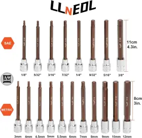 768420314663 LLNEDL Drive Allen Hex Bit Socket Set Head #2