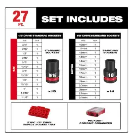 49-66-6804 MILWAUKEE Shockwave Impact Drive Socket Set #3