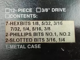 KP803812H NATIONAL Drive Hex Driver Bit Socket Set #3