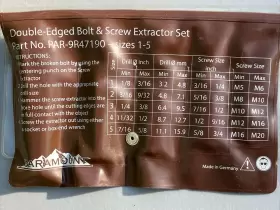 PAR-9R47190 PARAMOUNT Double Edged Bolt Screw Extractor Set #2