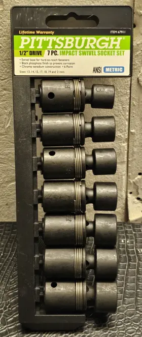 792363679114 PITTSBURGH Drive Impact Swivel Socket Set Tin