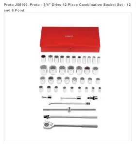 J55106 PROTO Drive Socket Point Combination Wrench Set #2