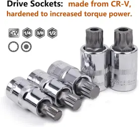 XZN-10PCS QNKAA Spline Socket Bit Set Square Triple Pack #2
