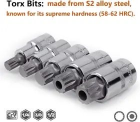 XZN-10PCS QNKAA Spline Socket Bit Set Square Triple Pack #3