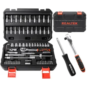 Realtek B0cqzfyqx6 66 Pieces 1/4 Inch Drive Socket Set Ratchet 72 Tooth Reversible