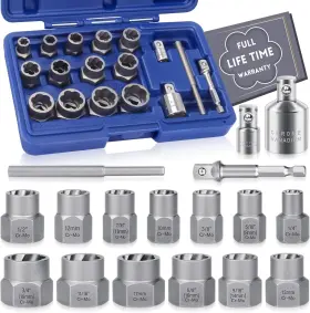768383988635 REBRA Nut Bolt Extractor Set Hex Adapter Lug