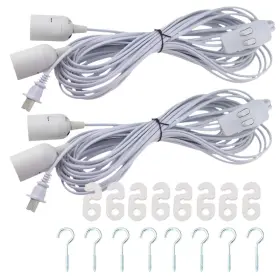 Rextin B08f7ktkk3 2 Packs Double E26/e27 Led Light Socket 13ft Extension Cord On/off