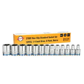 Rigor B08ptt9s83 27001 Max-grip Non-slip Standard Socket Set 13-piece Anti-slip Chrome