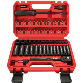 Sedy 84095 64-piece 1/4 Drive Impact Socket Wrench Driver-bits Set Cr-v Metricsae