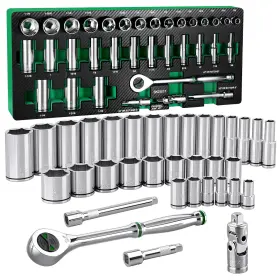 025141110487 SK Drive Socket Set Ratchet Superkrome Finish