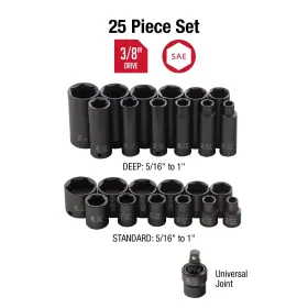 3325 SUNEX TOOLS Drive Master Impact Socket Set Standard #2