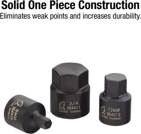 3646 SUNEX TOOLS Drive Impact Stubby Hex Driver #3