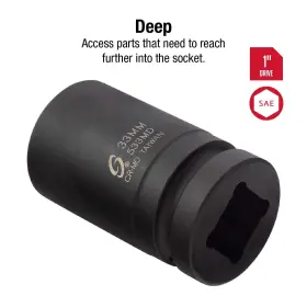 533MD SUNEX TOOLS Drive Impact Socket Steel Radius Corner #2