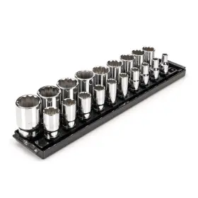 Tekton B0bytcnzq6 1/2 Inch Drive Shallow 12-point Socket Set Rails And Tray 19-piece