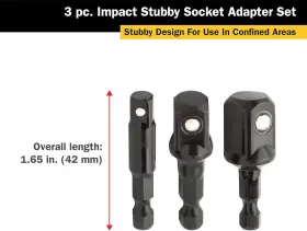 12061 TITAN Stubby Impact Socket Adapter Extension Set #3