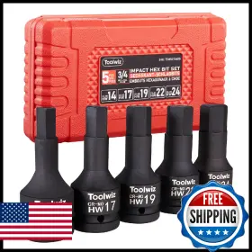 B0FRFT8X3T TOOLWIZ Drive Impact Hex Bit Set Steel