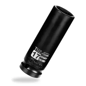 Tuzkozs 1912366 1/2 Inch Drive 17mm Deep Metric Impact Socket Cr-mo 6 Point Radius Corner Des
