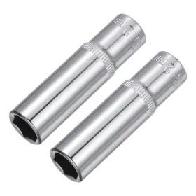 Uxcell 601968940263 2 Pcs 3/8 Inch Drive 12mm 6-point Deep Socket Chrome Plated