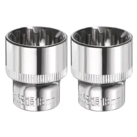 Uxcell 666381940191 2pcs 12 Points Socket 3/8 Inch Drive 18mm Metric Shallow Impact