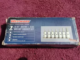 4YP57 WESTWARD Drive Hex Bit Socket Set