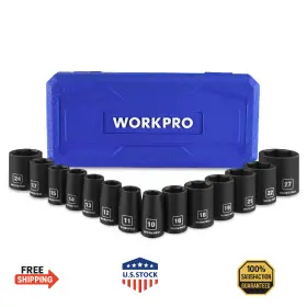 B0DDRRYXLY WORKPRO Drive Shallow Impact Socket Set Steel Wit