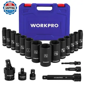 B0DDS5BB4X WORKPRO Drive Impact Socket Set Steel